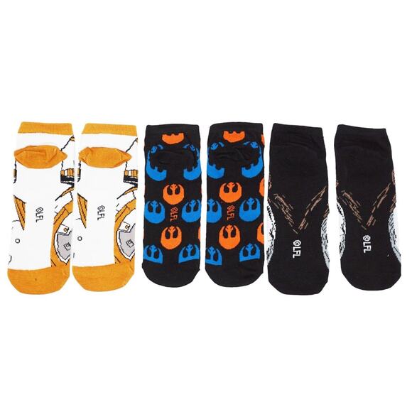 3 Pairs - Vintage Disney Star Wars Adult Shoe 7-12 Low Cut Socks 2016 - Style 2 - Picture 3 of 10